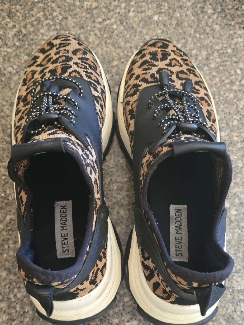 NY90 Leopard Print Knit Sneakers - Black & Tan